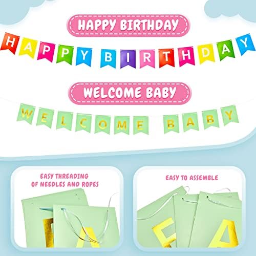 Kutije za bebe s pismima za bebe, 4pcs Clear Balloon kutije i sretan rođendan Banner Dobrodošli
