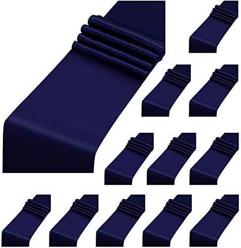 Aneco 12 pack Satin stol trkač 12 x 108 inča Navy Plava dugačak vjenčani satenski svileni trkač za vjenčanje