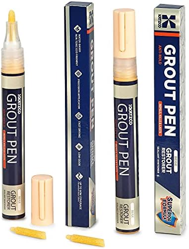 Katzco Grout olovka - Bež - 2 pakovanja - 5mm uski vrh - Potkrive se 200 stopa - profesionalna dugotrajna boja