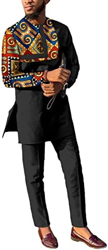 Muška afrička 2 komada Set Dashiki odijelo, tradicionalna majica dugih rukava i pant