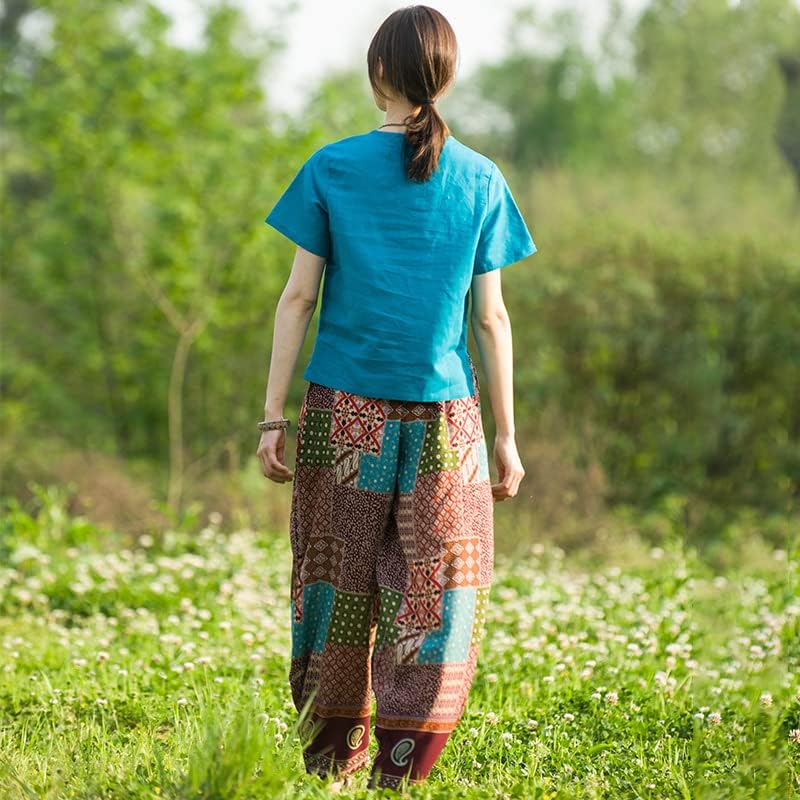 UKTZFBCTW Cotton Lanton Ljeto Ženska pantalona za pričvršćivanje trake za strugu Labave ležerne hlače Slika