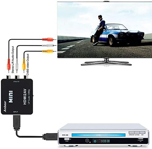 Anbear HDMI do RCA, HDMI do CVBS 3 RCA Composite 1080p video audio pretvarač Adapter podržava PAL / NTSC