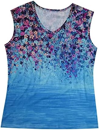 Ruziyoog Plus Size ljetne majice za žene s V izrezom bez rukava cvjetno štampana osnovna majica labava Casual