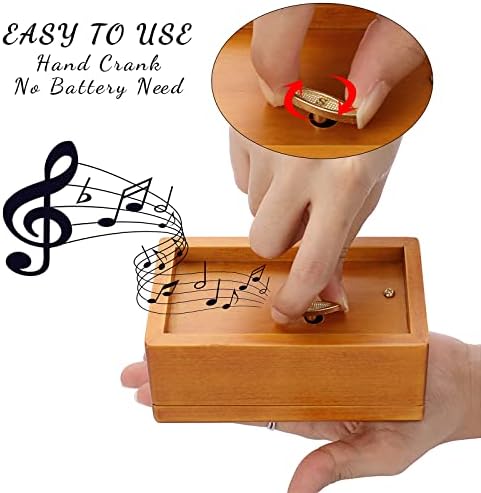 Elldoo Vintage muzička kutija, drveni muzički nakit sa zrcalicom, malim kutijom za trinket romantični
