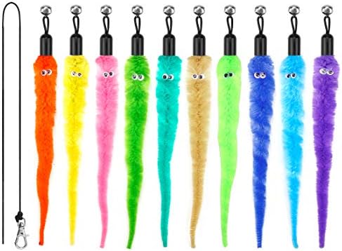 Meohui Cat Wand Toys Refills, cat Feather Toys Accessories, 10kom Squiggly Worms Replacements