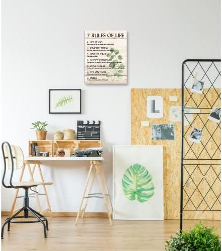 Creoate motivacijski citati zidna Umjetnost-biljka Print 7 pravila života inspirativni Moto platno Print dekor