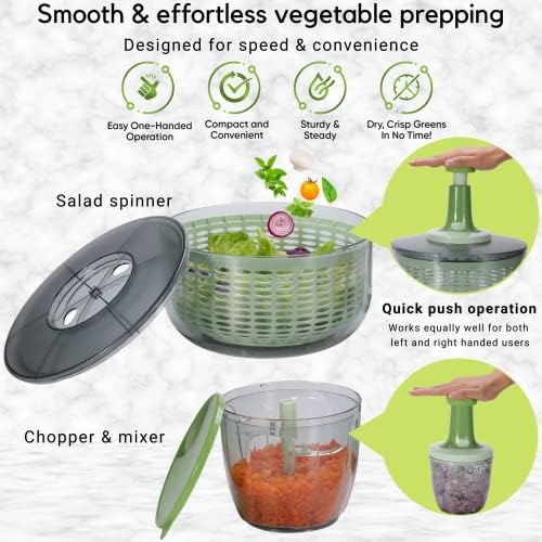 Briftons Salat Spinner and Chopper: velika 6.3-Quart zelena salata sušilica za pranje povrća,