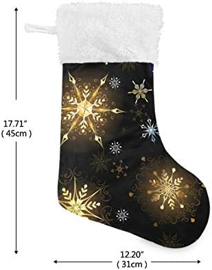 Alaza Božićne čarape Zlatne snježne pahulje Klasično Personalizirano Veliki ukrasi za čarape za obiteljski