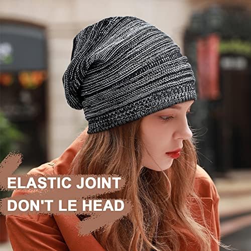 Diafilm Knit Beanie HATS, zimska Slouchy šešir, uniseks Trendy Skully Topla miješanja Boja Chunky Soft Stretch