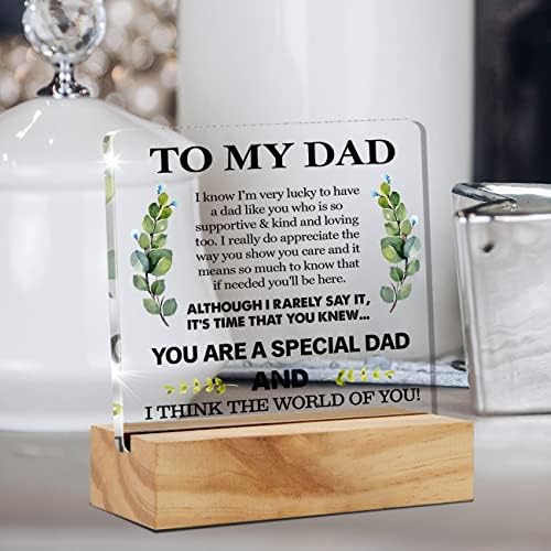 Moj tati pokloni od kćerke sina, najbolji tata Decre Decor otac akrilni stolni plak znak sa drvnim