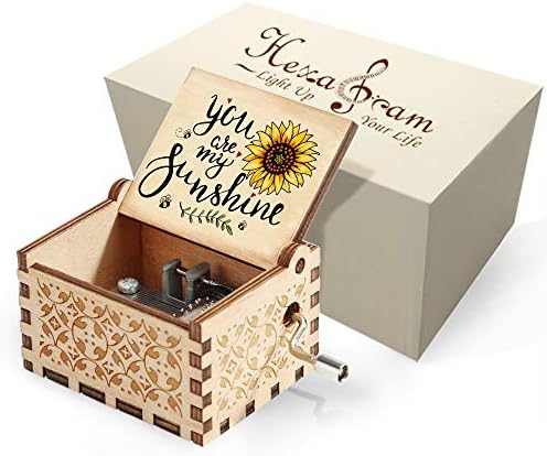 Hexagram Sunshine Music Boxes poklon, laserski uređen sunčani drveni muzički pokloni za rođendan