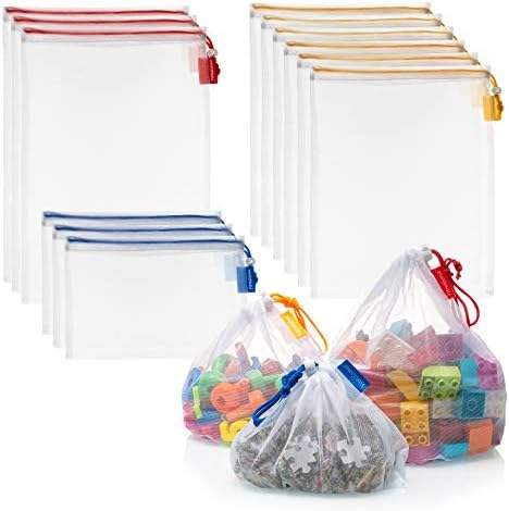 Vandoona Toy Storage & amp; organizacija mrežaste torbe Set 12 prozirnih Perivih mrežastih torbi & vezice