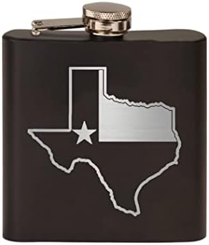 Texas State Flag Outline nerđajućeg čelika Hip tikvica Premium kutija poklon Set mat crna čini