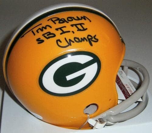 Pakeri Tom Brown potpisan mini šlem w / SB I II šampioni JSA COA NFL šlemovi sa autogramom sa autogramom
