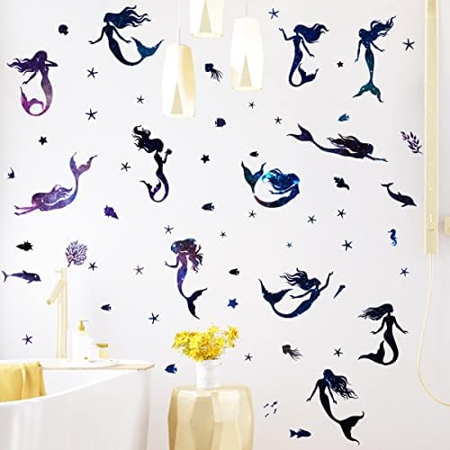 Mefoss Galaxy Mermaid Wall Stickers Peel and Stick Girls Room Wall Decals Mermaid Wall Decal za djevojčice