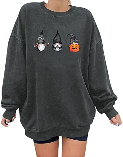 Ženska volkoween Plus puloveri za Halloween Fun Graphic Print Okrugli vrat Dugih rukava Jesenje jakne žene