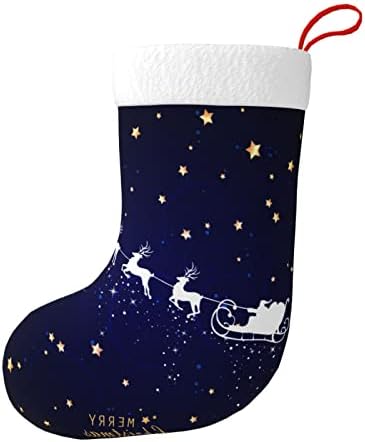 Dadabuliu Božićna čarapa 18 inča Mornarica Plava Deer Star Santa Velike čarape Viseći kamin Xmas Drvo Dekor