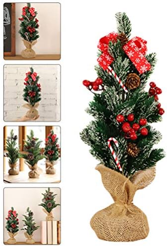 Bestoyard Mini božićno drvce ukrašena borovom drvetom borovog stabla Xmas sa pinecone crvenom bobičastom bombona