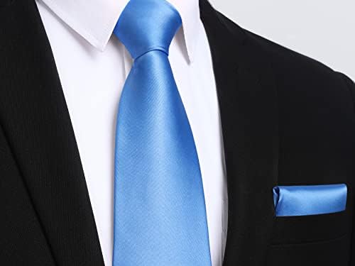 HISDERN muške jednobojne kravate formalne satenske kravate i džepni kvadratni Set klasične vjenčane poslovne