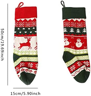 Eqivei 2 Pack Božićne čarape 19.69 Kleptirani kabl Xmas Čarapa velike kaminske čarape za božićne