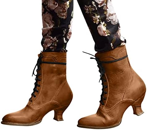 Ženske zimske čizme duge čipke up kožne patent zatvarač s visokim potpeticama, udobne zimske cipele za žene