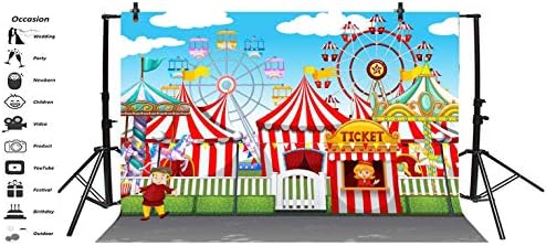 Yeele 12x8ft sajmište Photo Backdrop Cartoon Circus Carnival Playground Carousel Ferris Wheel Ticket zabavni