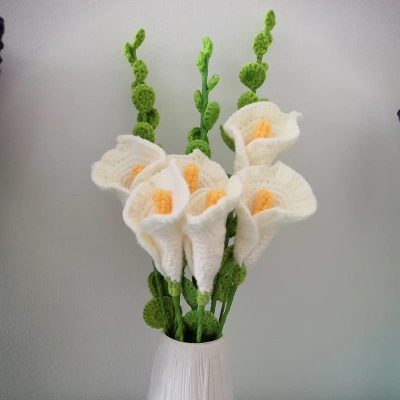 GRETD 10kom / Lot ručno pleteno predivo heklanje uobičajeno Callalily umjetno cvijeće buket za