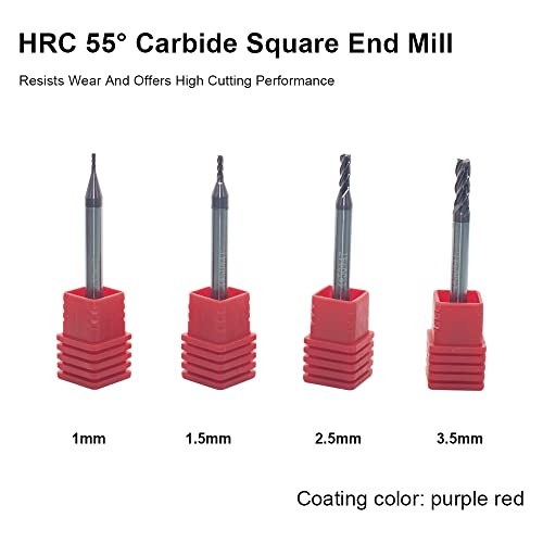 JIANXING 1mm 1.5 mm 2.5 mm 3.5 mm Carbide Square End mlin Set, 4 flauta alata za sečenje, HRC 55 Deg,TiAlN premaz,