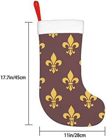 Austenstern Božićne čarape Golden Fleur de LIS dvostrani kamin viseći čarape