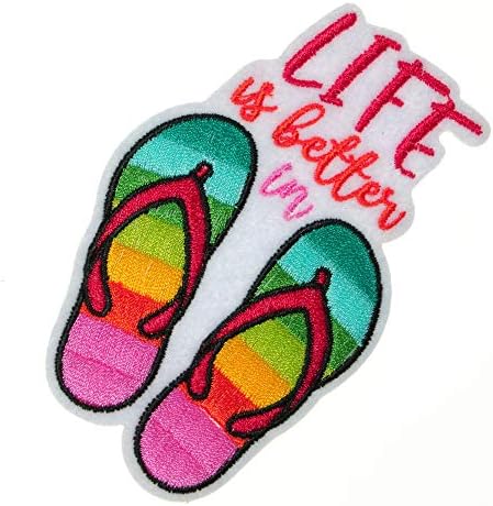 JPT - Sandale Life je bolji u plaži mora saželjeni aplicirani Applički željezo / šivanje na zakrpama Badge Slatka