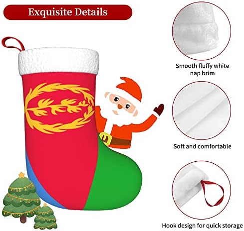 QG ZZX Božićne čarape sa bijelom super mekom plišane manžetne zastave Eritreje Xmas čarape Božićne
