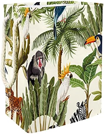 Egzotične Životinje Iz Džungle Velika Korpa Za Veš Sa Ručkom Za Lako Nošenje, Vodootporna Sklopiva Korpa Za