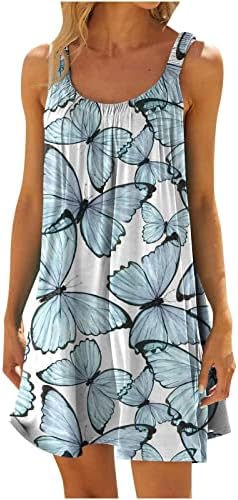 Ženske ljetne Casual Swing haljine bez rukava leptir cvjetna plaža Cover Up Sleepwear kratka haljina