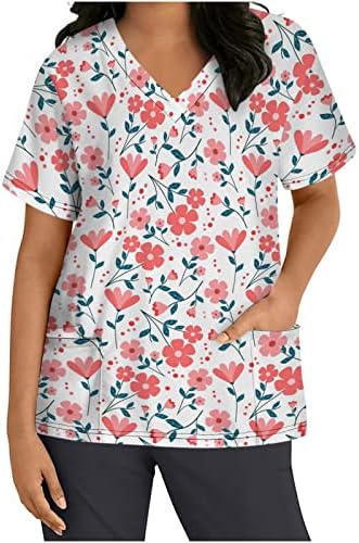 Jesen ljetna košulja za blube za dame kratki rukav 2023 V grafički grafički cvjetni radovi jednolični