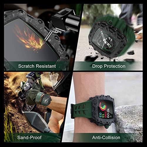 WSCEBCK za Apple Watch 44mm 45mm Modifikacijski komplet Carbon Fiber Case Bezel Silikonski opseg