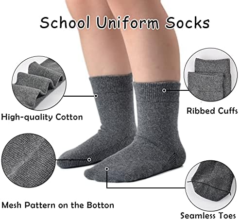Epejius Girls Socks Bespremljene pamučne školske haljine čarape Dječji dječaci posade 6 paketa