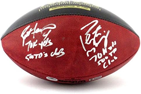 Brett Favre & Peyton Manning Autographing / potpisan Wilson Autentičan 70K Yards & 500 TDS NFL