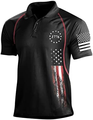Muški retro polo u boji blok elastične vanjske sportske mišić Amerika zastava za ispis majica