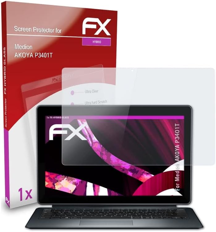 atFoliX zaštitni Film od plastičnog stakla kompatibilan sa zaštitom stakla Medion AKOYA P3401T, 9h Hybrid-Glass