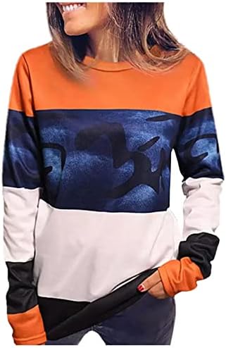 Ženski ležerni blok u boji dugih rukava Crewneck Dukserica Duks pulover Jesen Torbina košulja