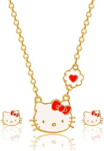 Zdravo Kitty djevojke Nakit Set - 18 + 3 ogrlica Stud Naušnice Nakit za djevojčice pokloni