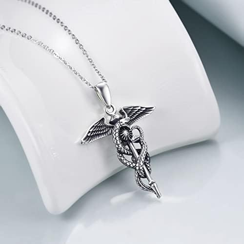 SHEAISRS Zmijska ogrlica Sterling Srebrna ugaona krila Zmijska ogrlica Nakit Pokloni za žene muške djevojke