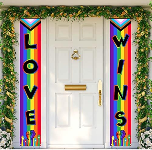 Ljubav osvaja banner za banner Happy Pride Uskriveni zid viseći duginski ukras na otvorenom LGBT ukras