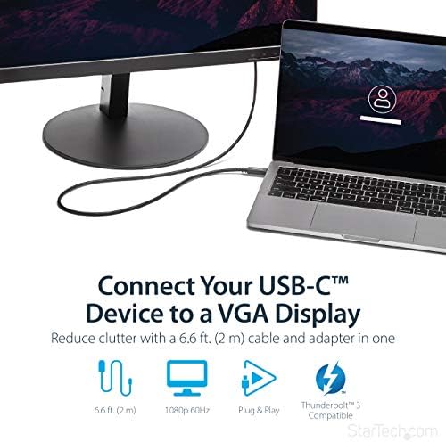 Starch.com 6ft / 2M USB C do VGA kabela - 1920x1200 / 1080p USB tip C u VGA Video Active adapter