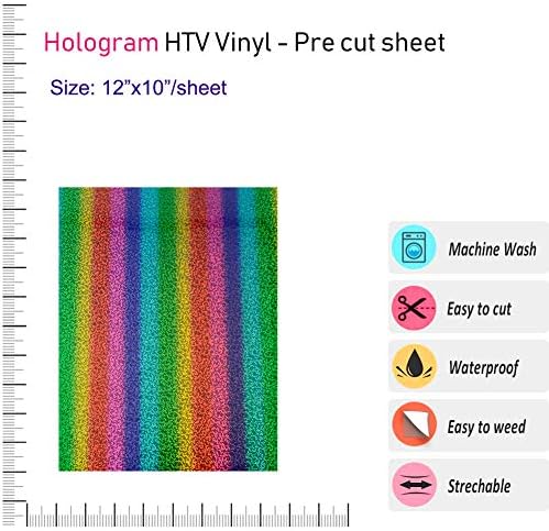 Holografski transfer topline Vinyl: 5 paketa 12 x 10 listovi, HTV vinil paket za T majice i ostale tkanine,