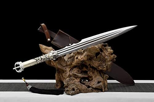 GLW Handmade mač Damask preklopljeni čelični boj sa spremnim kratkim mačm lovačkim nožem tigar