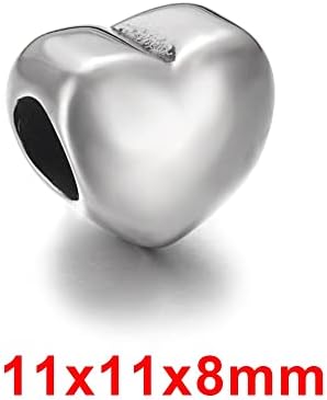 Tukus od nehrđajućeg čelika Srce Prazan otvor za polirani otvor od 5 mm metalni metalni europski perli narukvica
