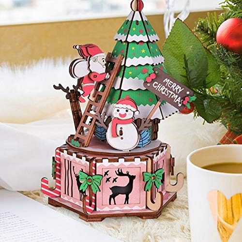 Wpyyi Christmas Creative Music Box DIY Wooden Music Box Kućni ukras Minijaturni montaža Model Torba
