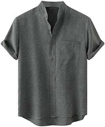 Muške pamučne platnene košulje sa okruglim vratom pune široke majice sa dugmadima Letnja labava košulja sa
