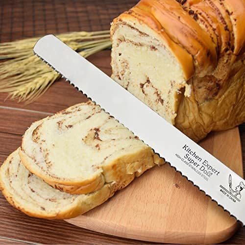 Alzke 10 inča drvena drva debela nehrđajuća čelika nož za kruh nazubljeni nož za torte Tost kriška nož